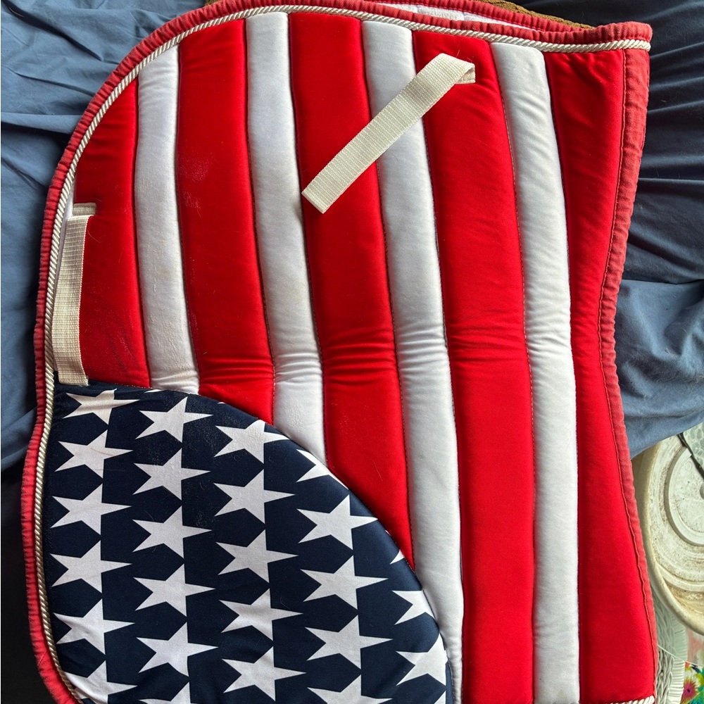 Red and White Striped Saddle Pad with Stars